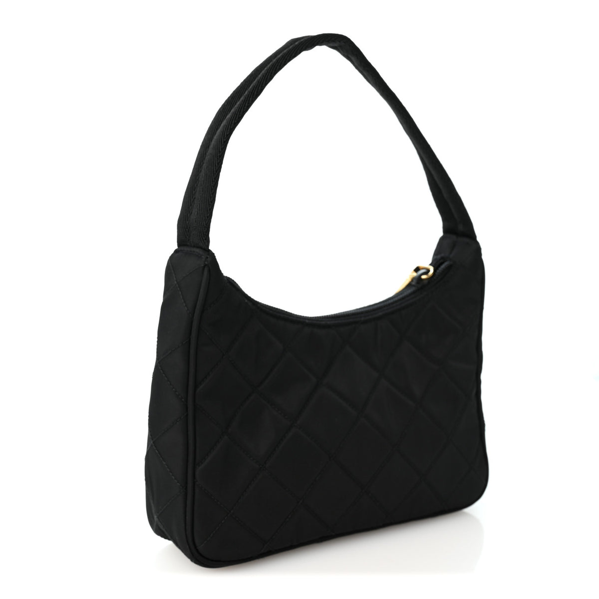 Prada Tessuto Nylon Stitched Shoulder Bag Black 2 of 12