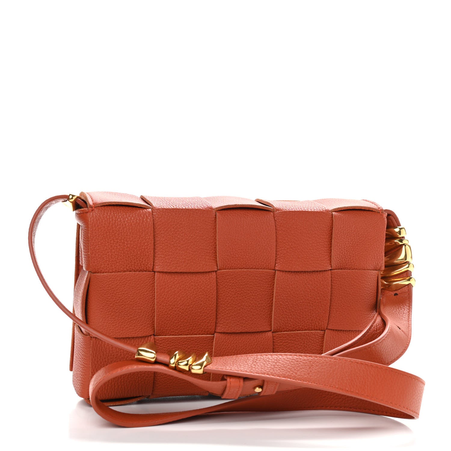 Bottega Veneta Grained Calfskin Intrecciato Cassette Crossbody Bag Maple 3 of 13