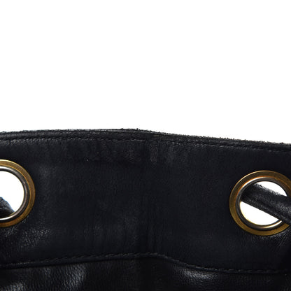 Chanel Lambskin Quilted Drawstring Bag Black 16 of 39