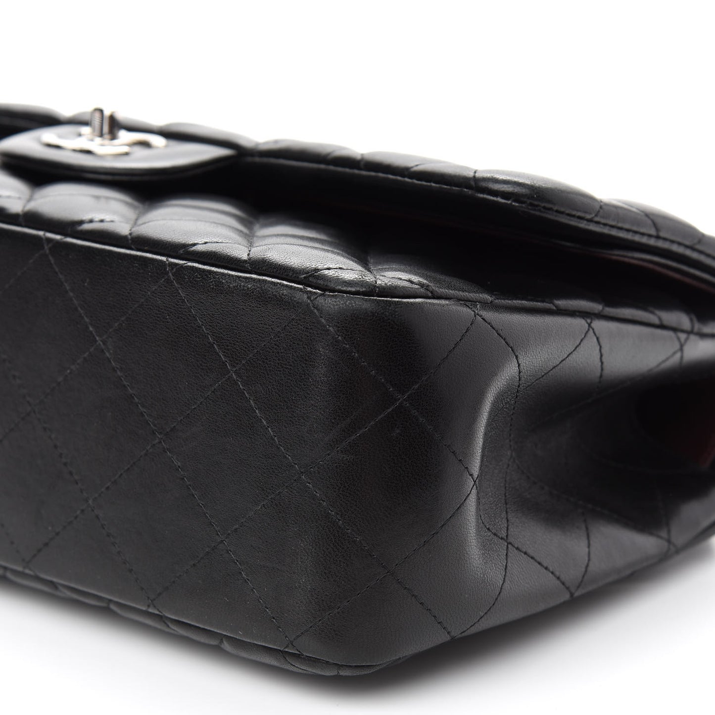 Lambskin Quilted Jumbo Double Flap Black