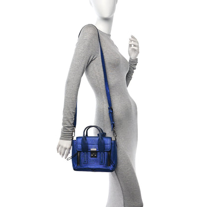 3.1 Phillip Lim Metallic Textured Calfskin Mini Pashli Satchel Electric Blue 2 of 14