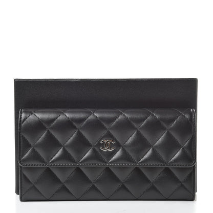 Chanel Lambskin Quilted Large Gusset Flap Wallet Black 11 of 11