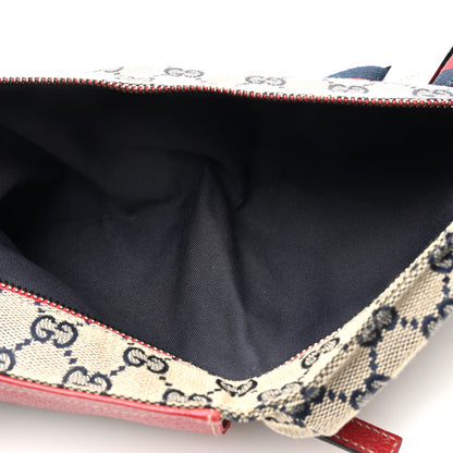 Gucci GG Monogram Web Double Pocket Belt Bag Navy Red 5 of 10