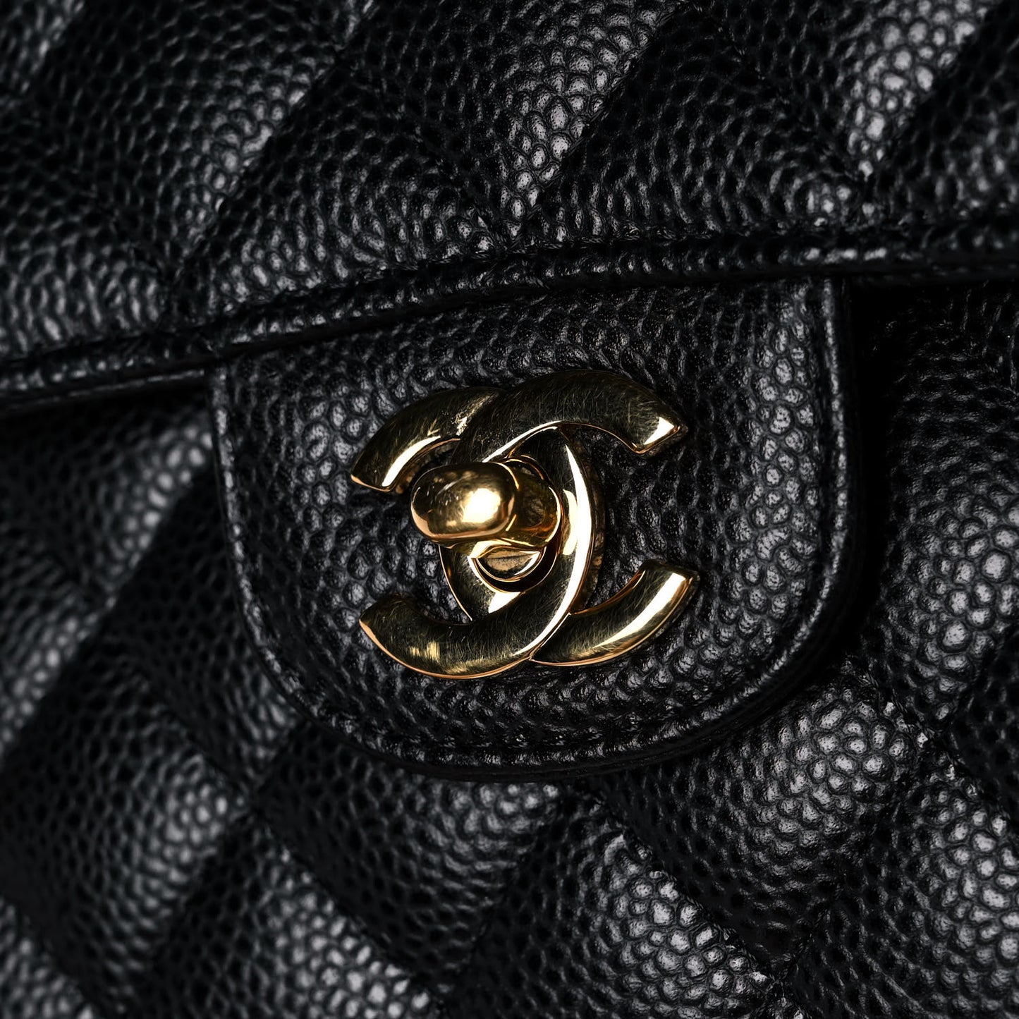 Caviar Quilted Small Double Flap Black