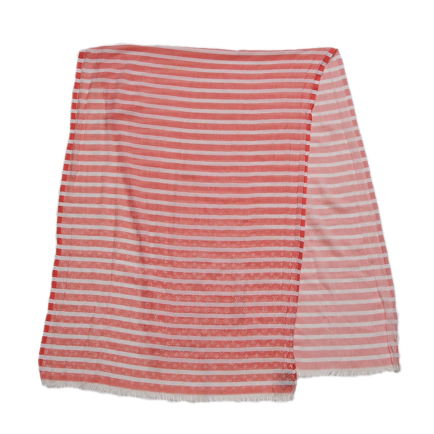 Louis Vuitton Silk Wool Rayures Shawl Red 3 of 6