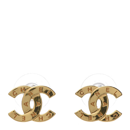 Chanel Metal CC Paris Button Stud Earrings Gold 1 of 5