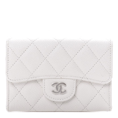 Chanel Caviar Quilted Flap Card Holder Wallet White 1 of 9