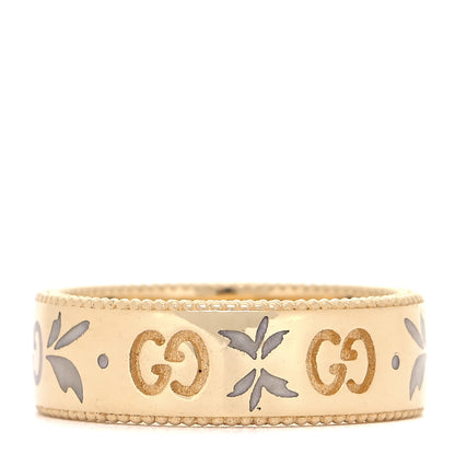 Gucci 18K Yellow Gold Enamel 6mm Icon Blooms Ring 53 6.25 3 of 5