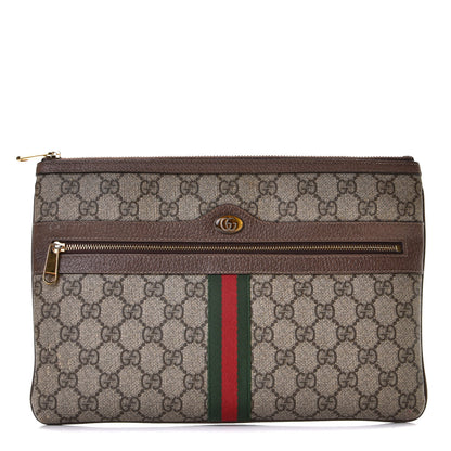 Gucci GG Supreme Monogram Large Ophidia Pouch Clutch Brown 1 of 13