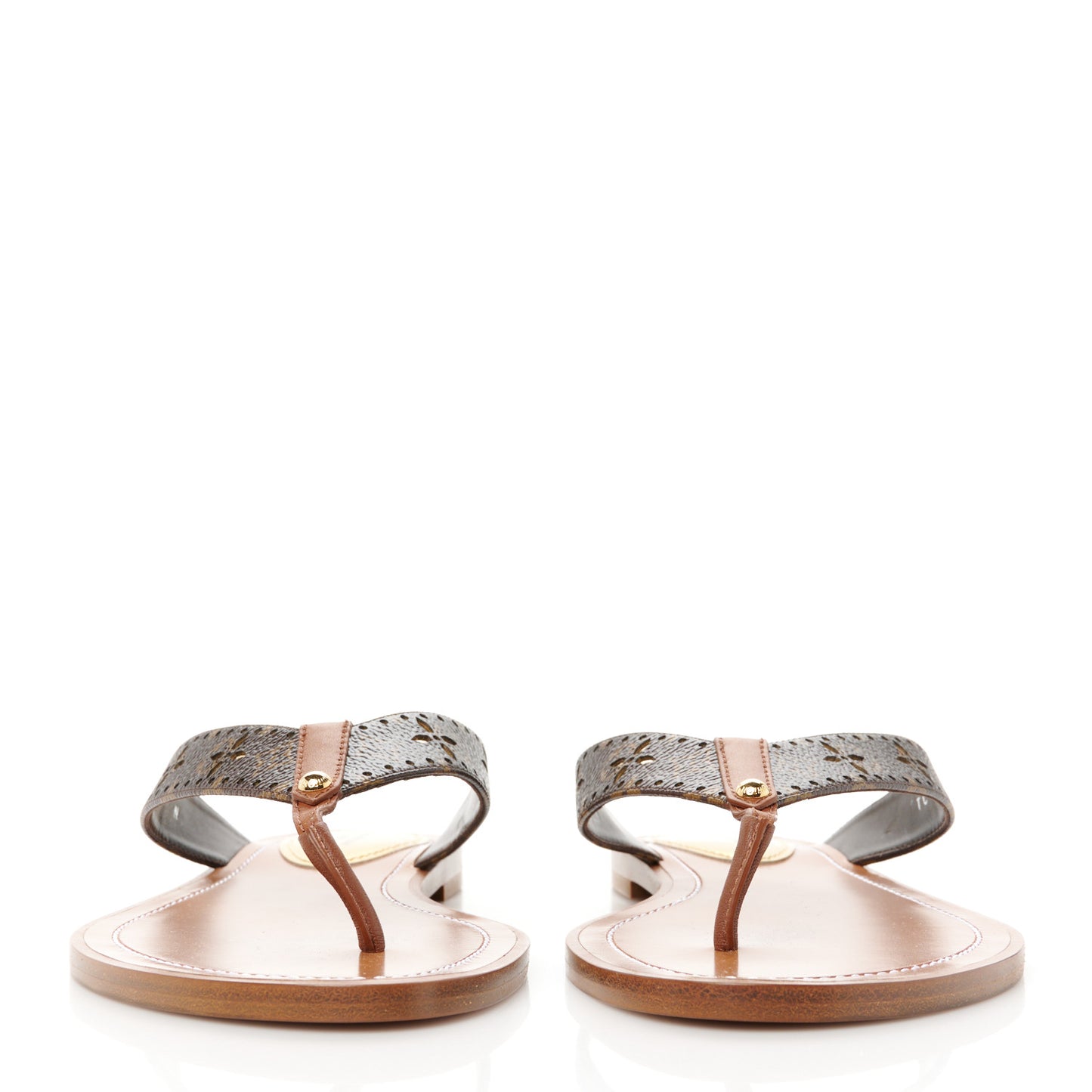 Monogram Sunny Flat Thong Sandals 40 Brown