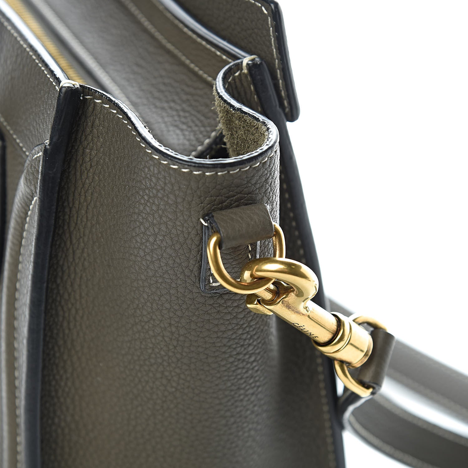 Celine Drummed Calfskin Nano Luggage Stone 11 of 12