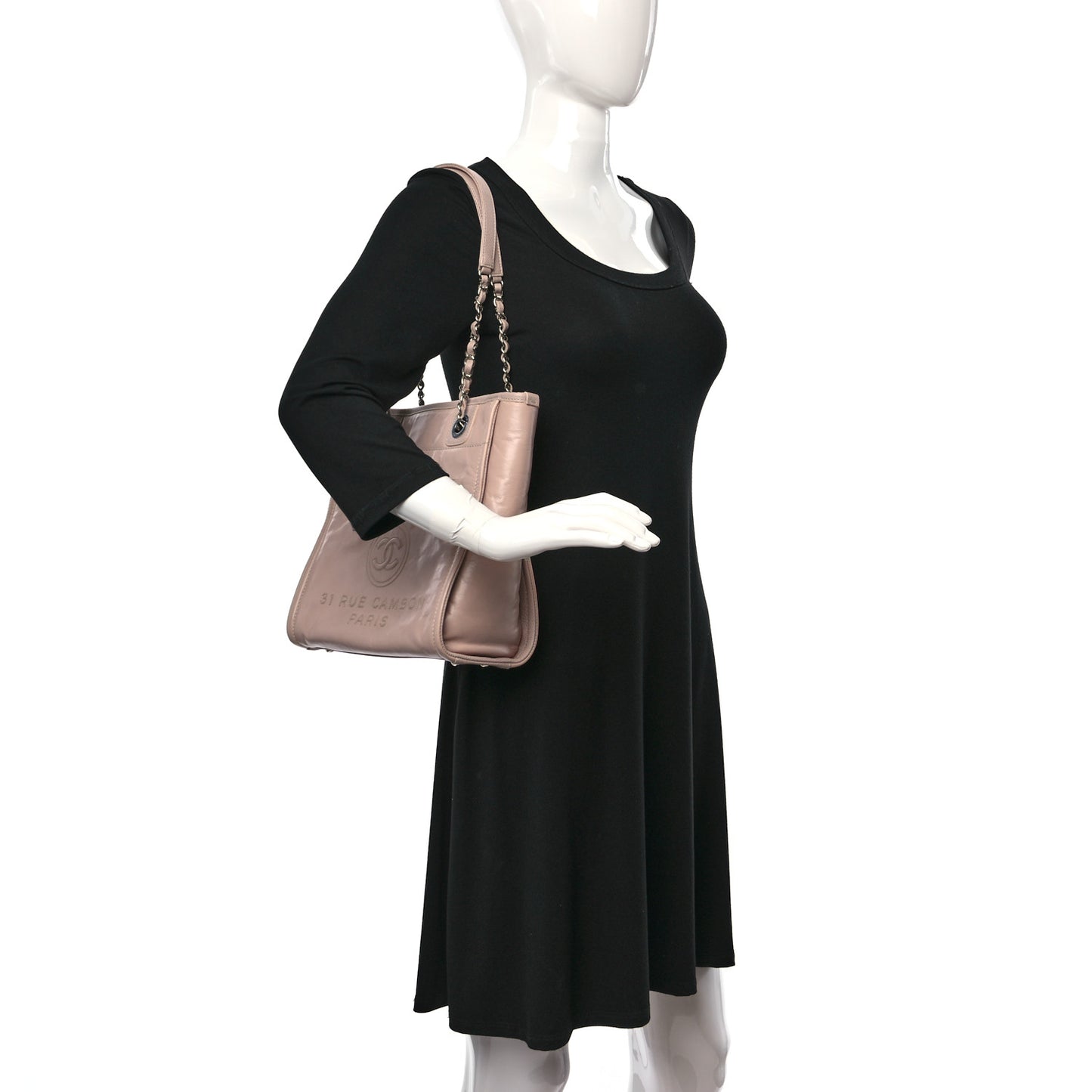 Glazed Calfskin Mini Deauville Tote Light Pink