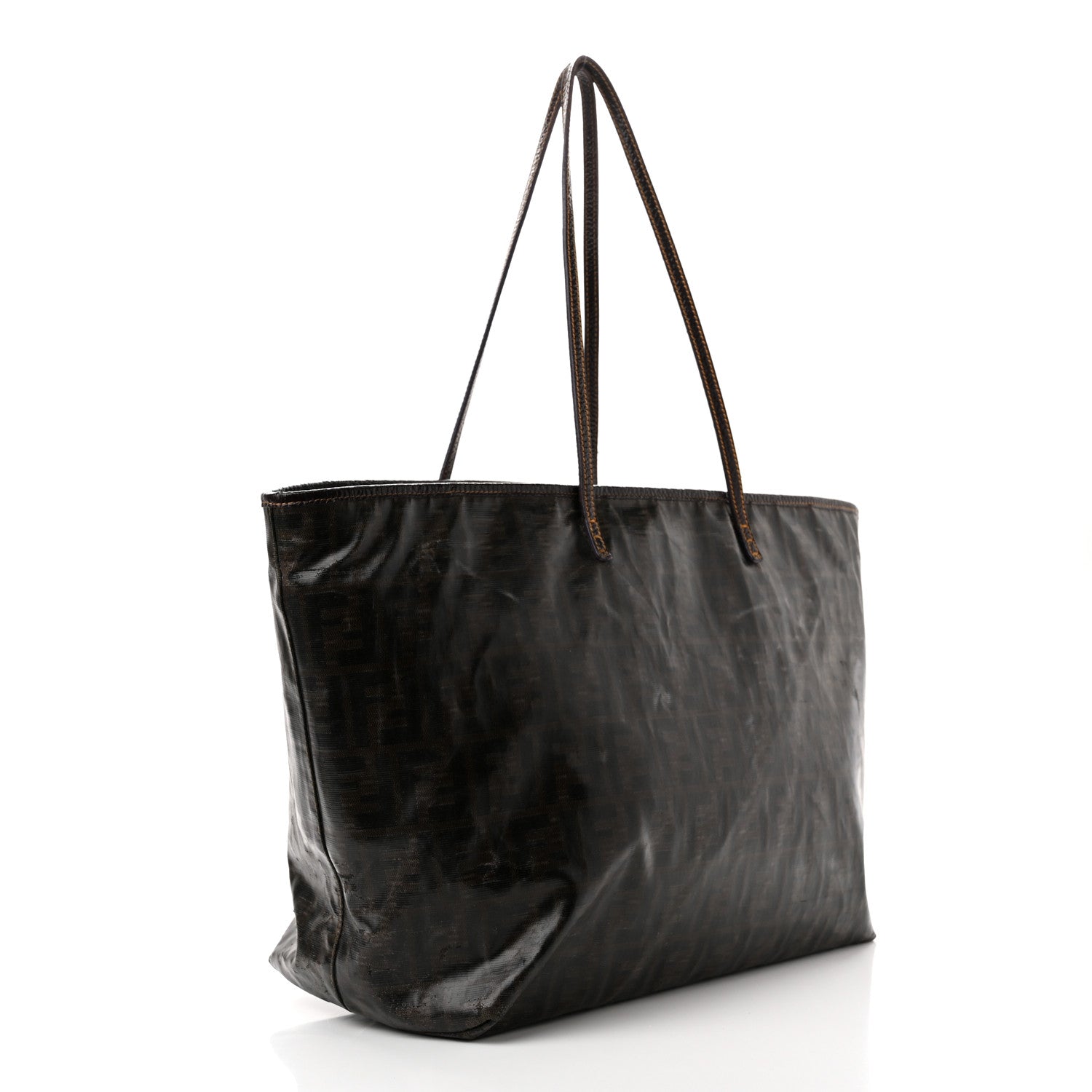 Fendi Zucca Spalmati Matrioska Large Roll Tote Tobacco Black 3 of 16