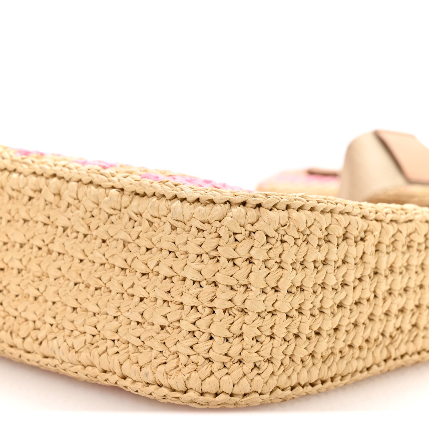 Prada Yarn Raffia Effect Crochet Striped Re-Edition 2005 Shoulder Bag Naturale Petalo 10 of 10