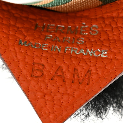 Hermes Milo Lambskin Shearling Silk Budy Charm Black Multicolor 3 of 4