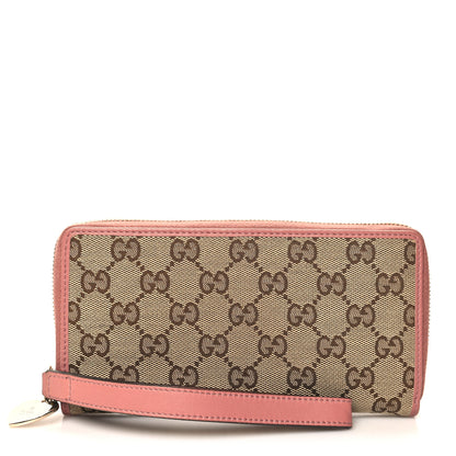 Gucci Monogram Heart Zip Around Wallet Wristlet Beige Pink 1 of 8