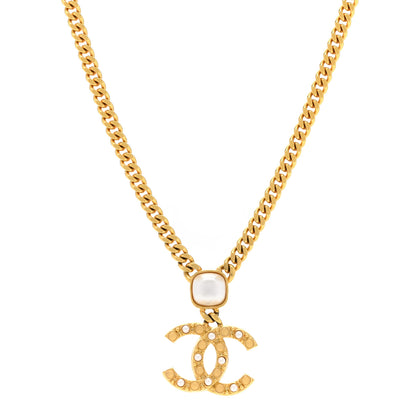 Chanel Metal Pearl CC Chain Pendant Necklace Gold 1 of 6