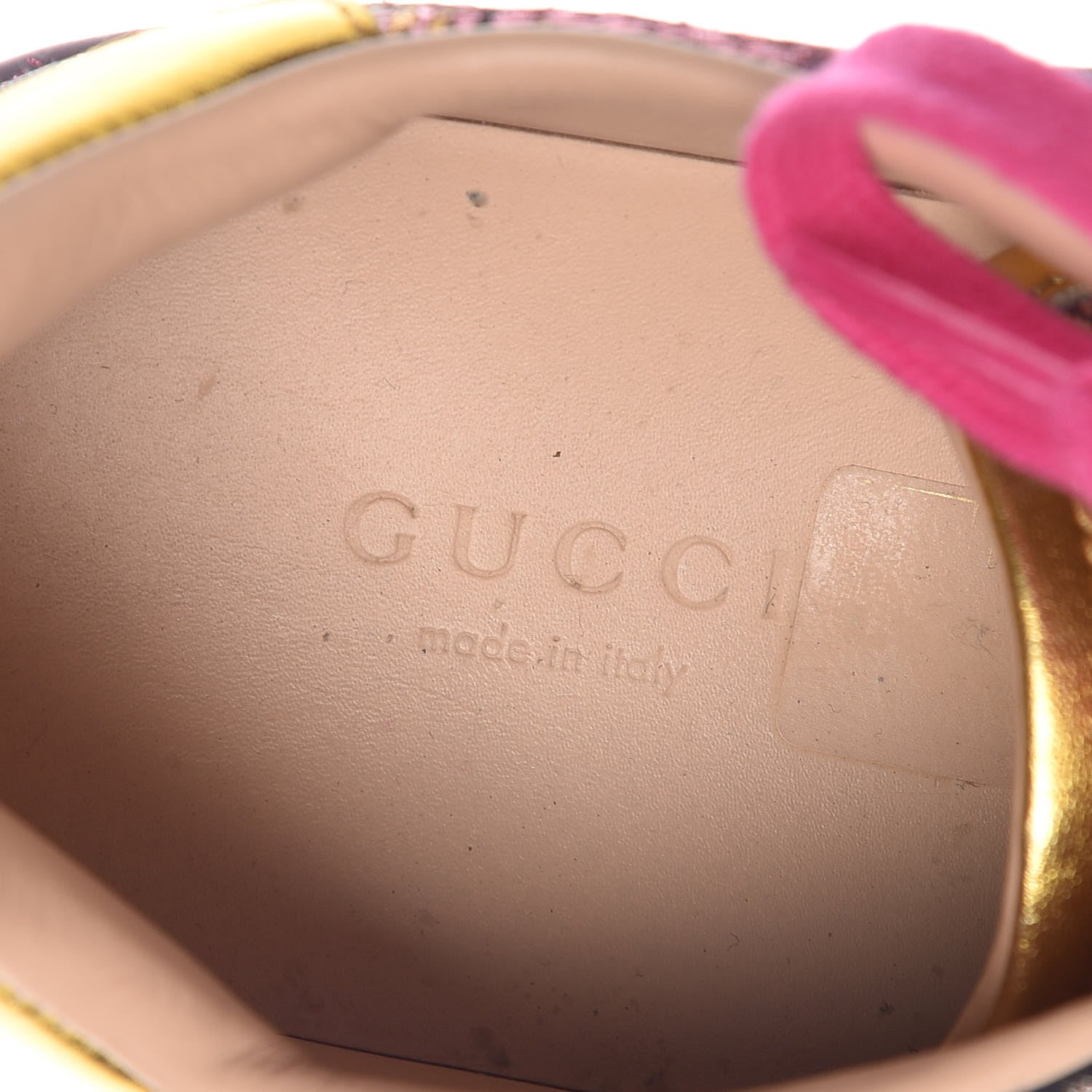 Gucci Lurex Brocade Web Nappa Womens Ace Sneakers 36.5 Black Pink Oro Vecchio 10 of 15