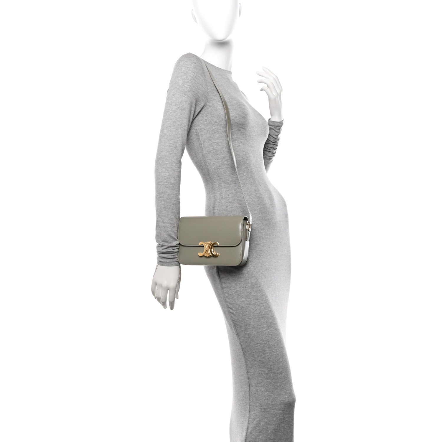 Celine Shiny Calfskin Teen Triomphe Green Clay 2 of 12