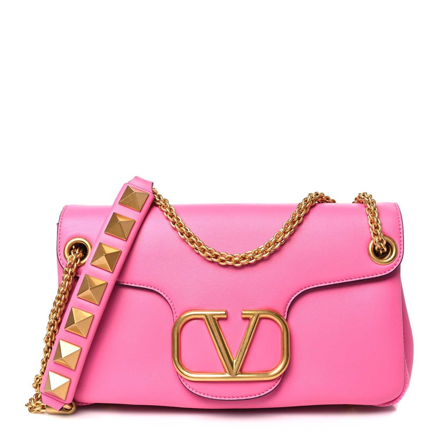 Valentino Garavani Nappa Stud Sign Shoulder Bag Feminine Pink 1 of 9