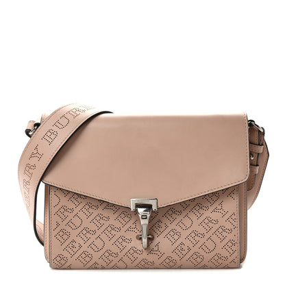 Burberry Calfskin Perforated Small Macken Crossbody Bag Pale Fawn Pink 1 of 11