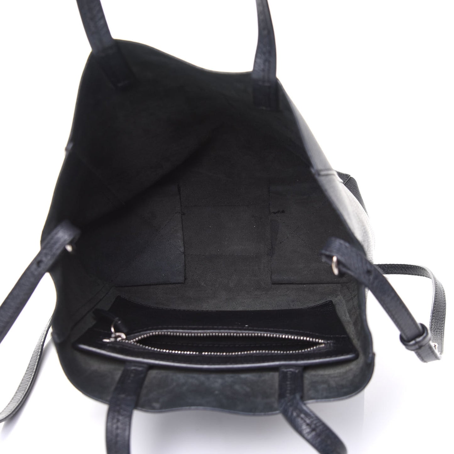Grained Calfskin Small Vertical Cabas Black