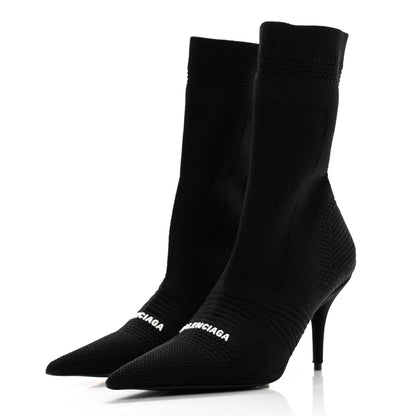 Balenciaga Textured Recycled Knit Logo Extreme Pointed Toe Knife 2.0 Booties 38 Black 3 of 10