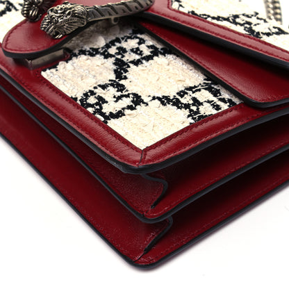 Gucci Tweed GG Monogram Small Dionysus Shoulder Bag White Black Romantic Cherry 8 of 8