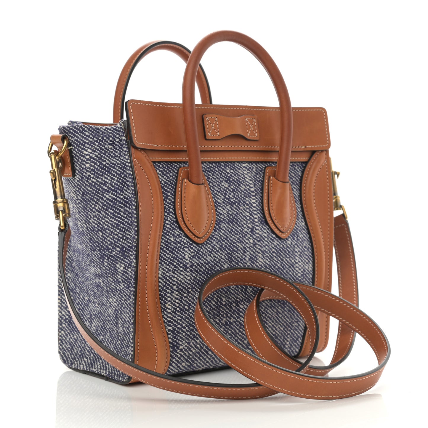 Smooth Calfskin Tweed Nano Luggage Tan