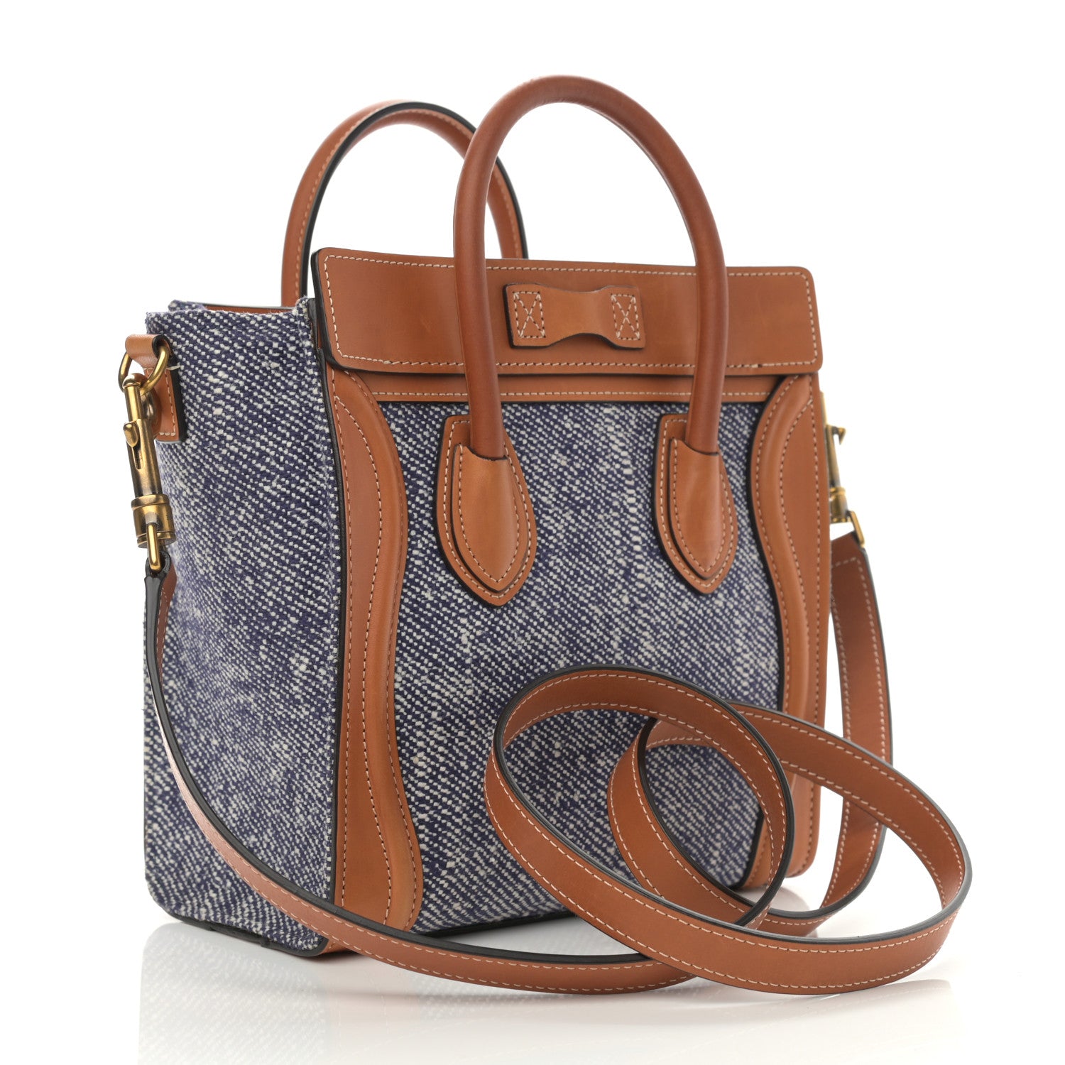 Celine Smooth Calfskin Tweed Nano Luggage Tan 3 of 15