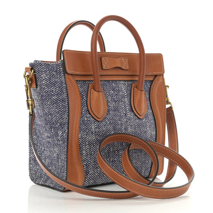 Celine Smooth Calfskin Tweed Nano Luggage Tan 3 of 15