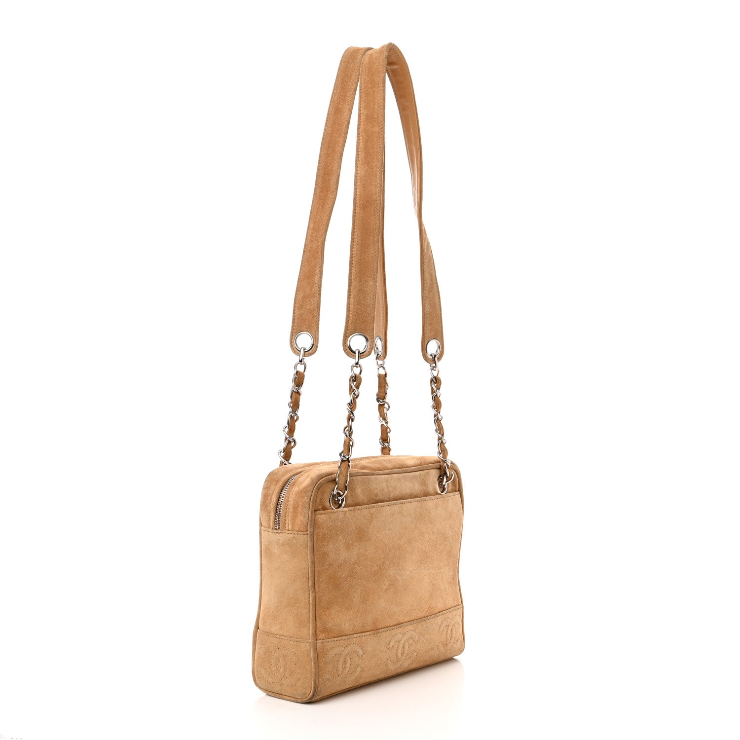 Chanel Suede CC Shoulder Bag Beige 3 of 15