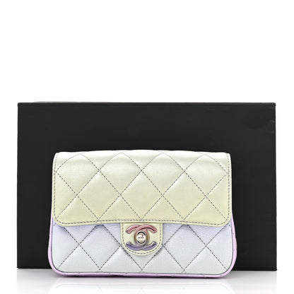 Chanel Gradient Metallic Calfskin Quilted Clutch Silver Blue Yellow Purple 11 of 11