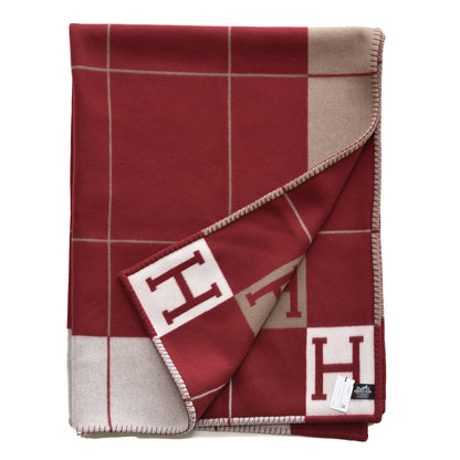 Hermes Wool Cashmere Avalon III Blanket Ecru Rouge H 3 of 5
