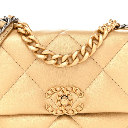 Chanel Metallic Goatskin Quilted Medium Chanel 19 Flap Gold 8 of 12