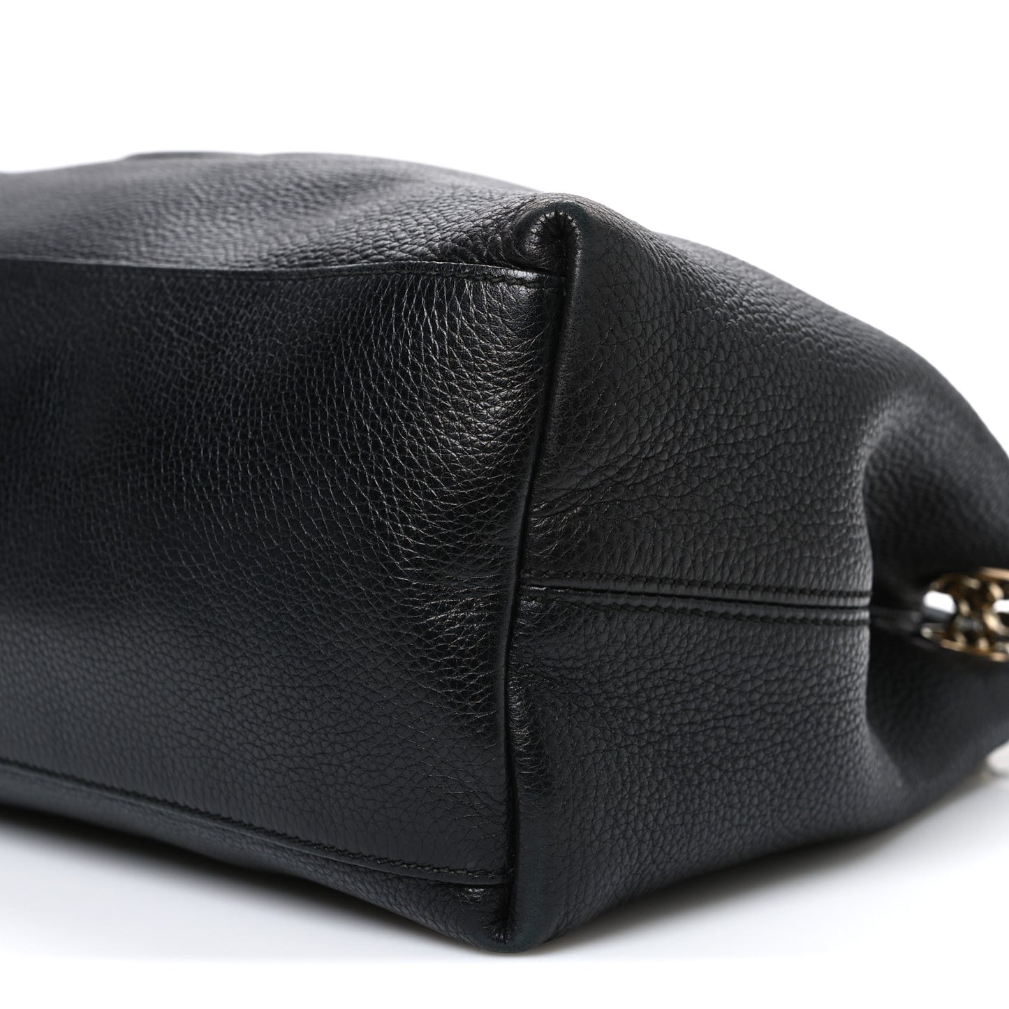 Pebbled Calfskin Medium Soho Chain Shoulder Bag Black