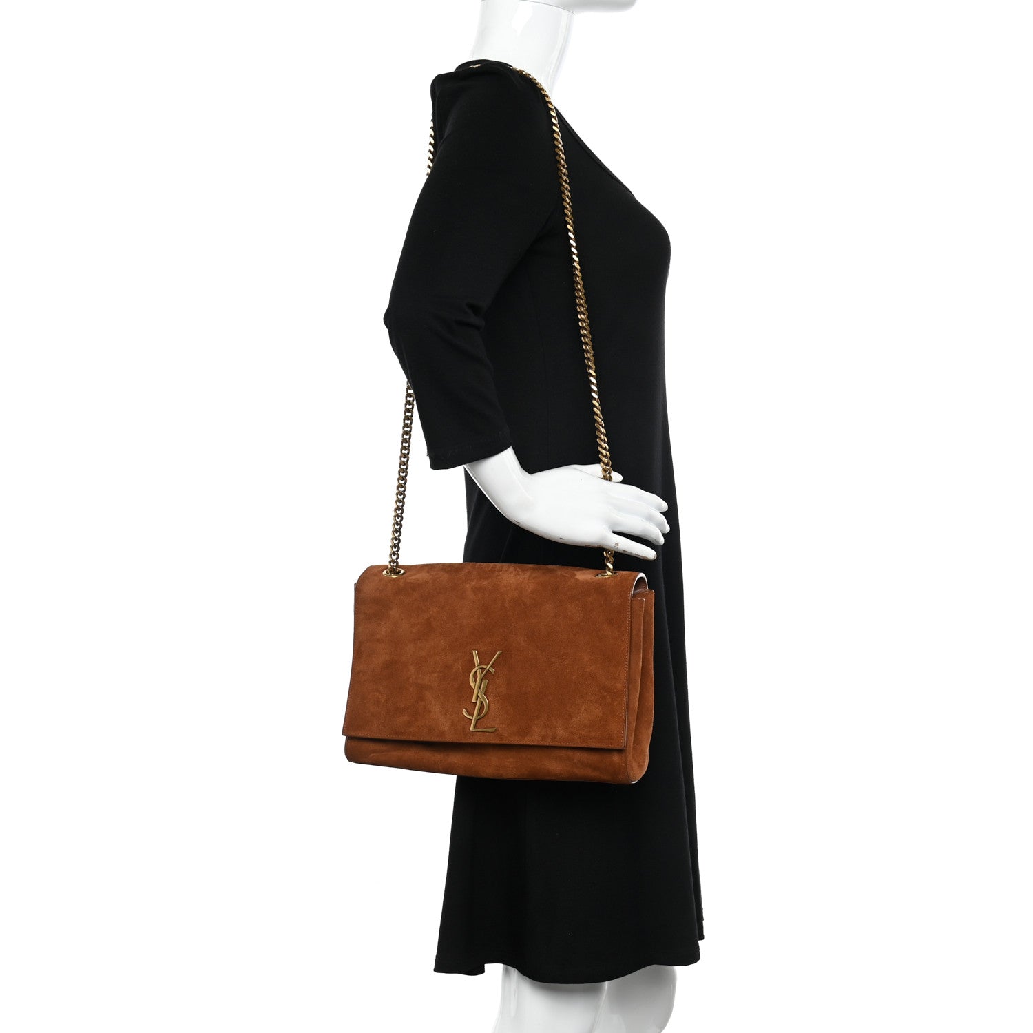 Saint Laurent Smooth Calfskin Suede Medium Reversible Monogram Kate Satchel Brick 2 of 10