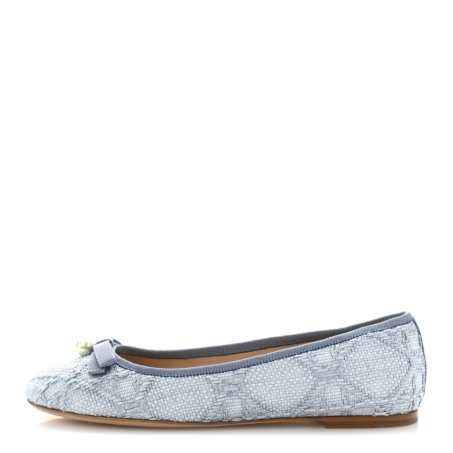Raffia Cannage Ballet Flat 38 Bleu Pastel