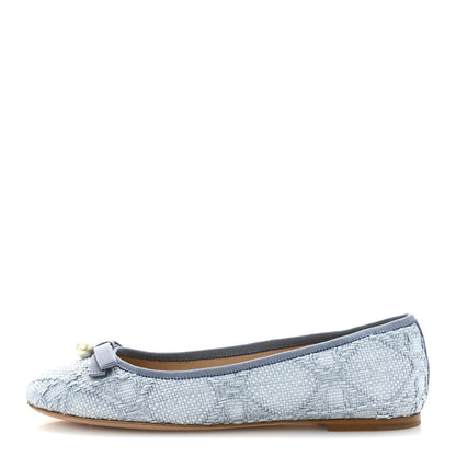 Christian Dior Raffia Cannage Ballet Flat 38 Bleu Pastel 1 of 12