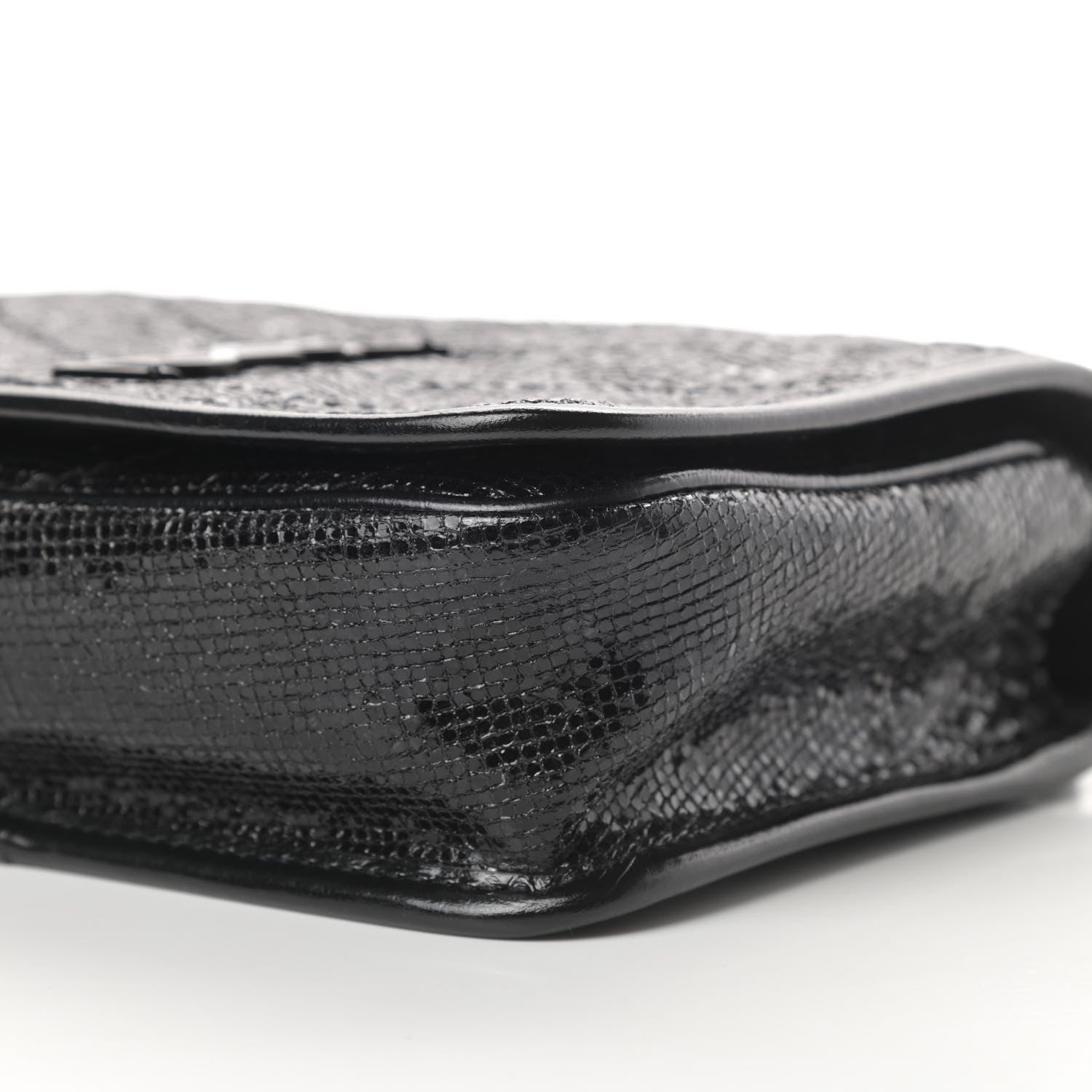 Saint Laurent Metallic Cracked Calfskin Monogram Niki Chain Wallet Black 10 of 11