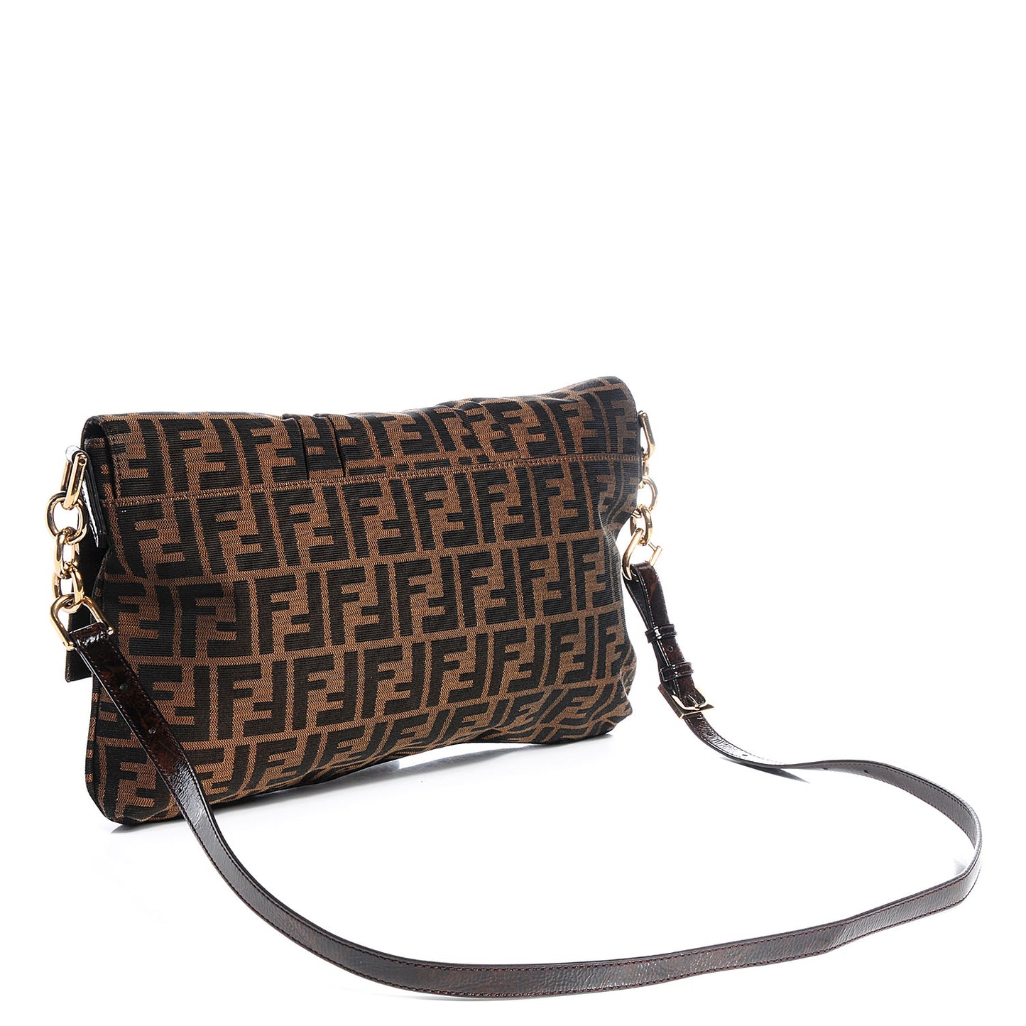 Zucca Patent Large Mia Shoulder Flap Tobacco