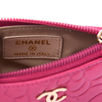 Chanel Lambskin Camellia Embossed Key Holder Case Fuchsia 6 of 8