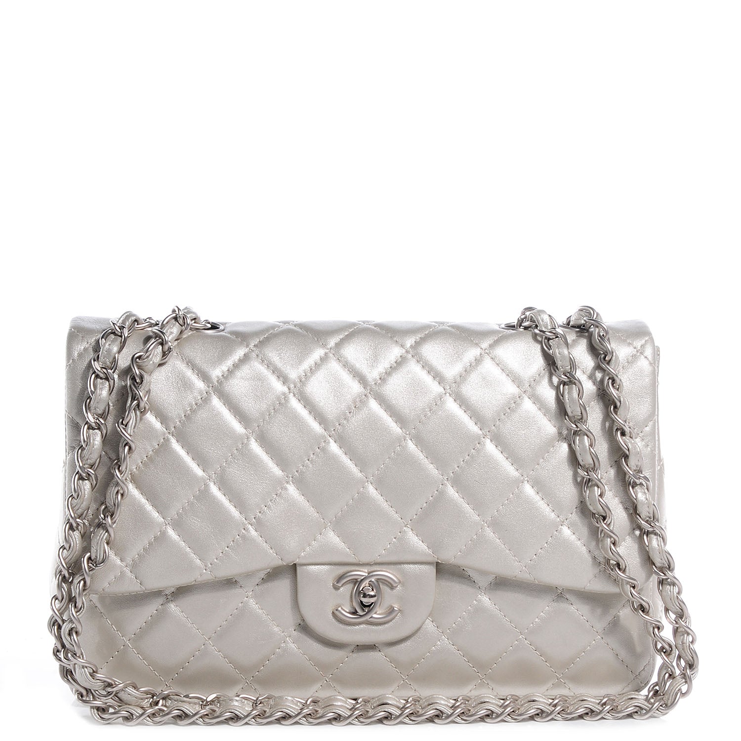 Chanel Metallic Lambskin Quilted Jumbo Single Flap Light Gold 1 of 8