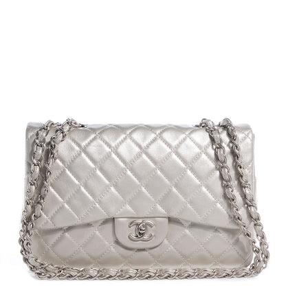 Chanel Metallic Lambskin Quilted Jumbo Single Flap Light Gold 1 of 8