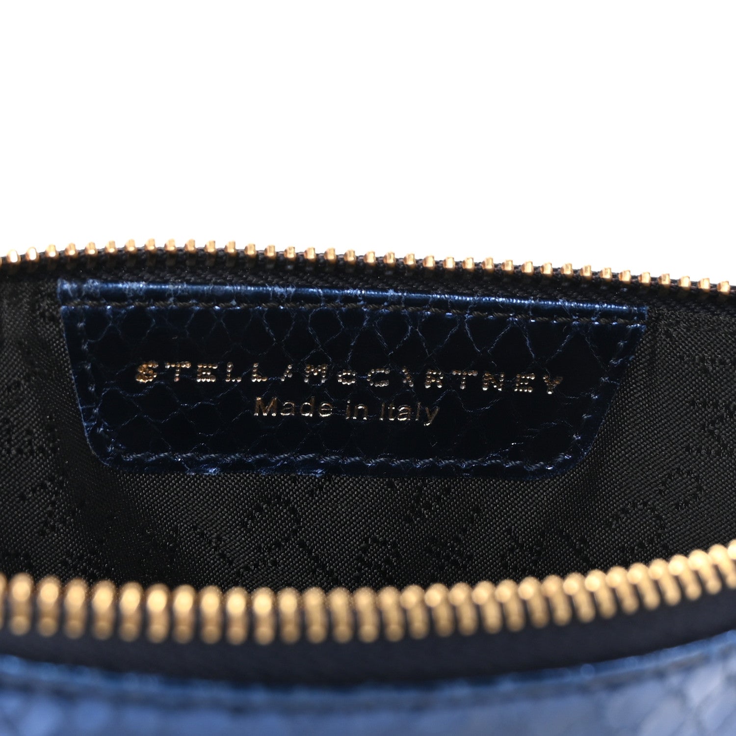 Stella McCartney Metallic Faux Snakeskin Falabella Clutch Blue 6 of 9
