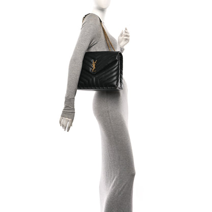 Saint Laurent Calfskin Y Quilted Monogram Medium Loulou Chain Satchel Black 2 of 10