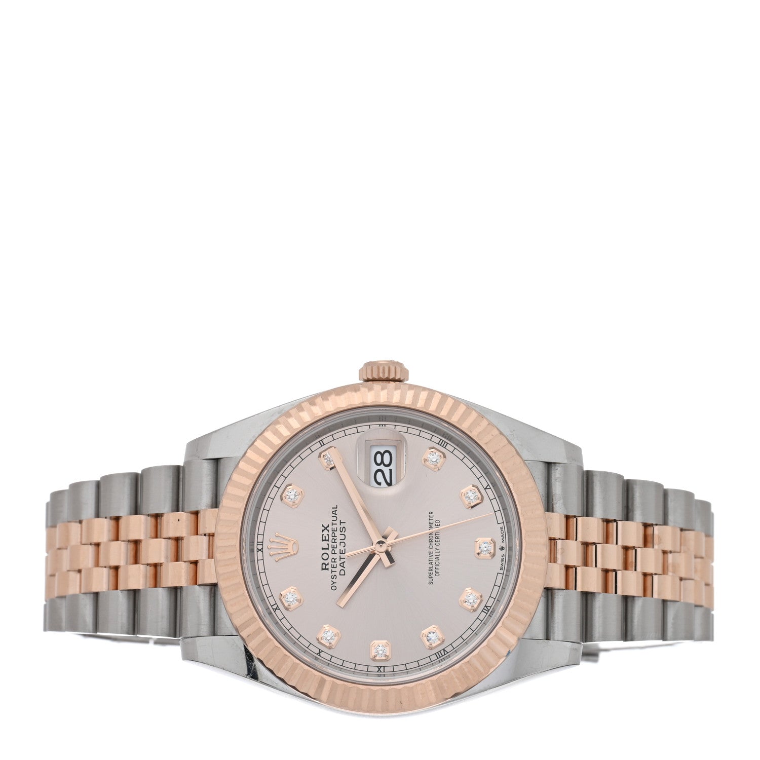 Rolex Stainless Steel 18K Everose Gold Diamond 41mm Oyster Perpetual Datejust Watch Silver 126331 2 of 5
