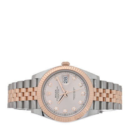 Rolex Stainless Steel 18K Everose Gold Diamond 41mm Oyster Perpetual Datejust Watch Silver 126331 2 of 5