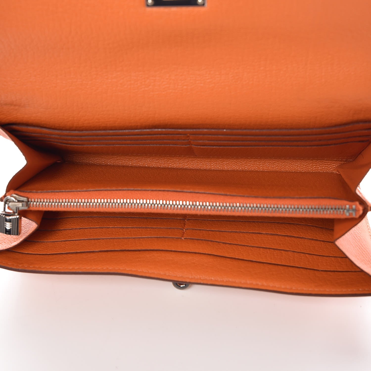 Hermes Chevre Mysore Kelly Longue Wallet Orange 5 of 7
