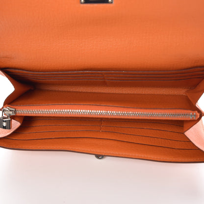 Hermes Chevre Mysore Kelly Longue Wallet Orange 5 of 7